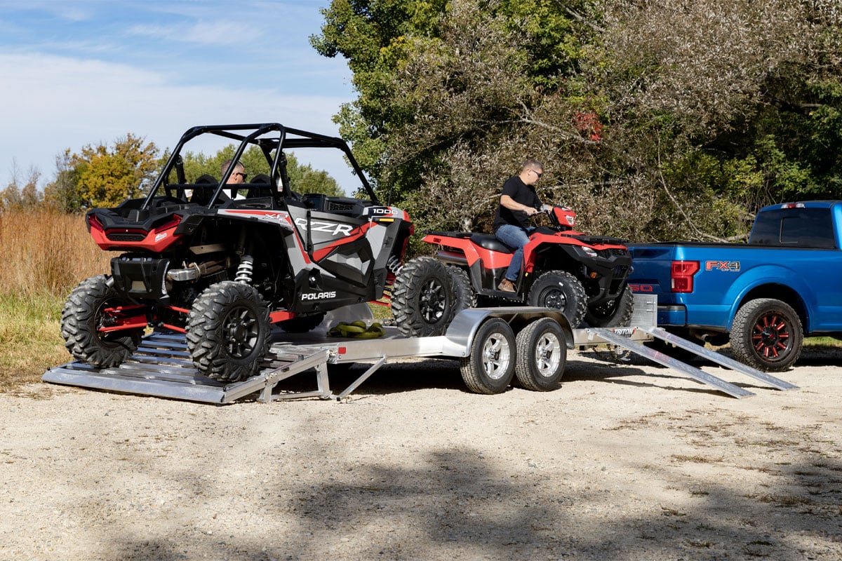 Unloading Four Wheeler From Triton Open Utility/ATV/UTV Fit Series Trailer